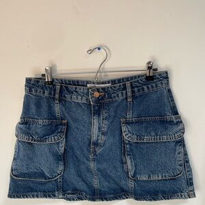 Zara Blue Denim Skirt with Button Detail